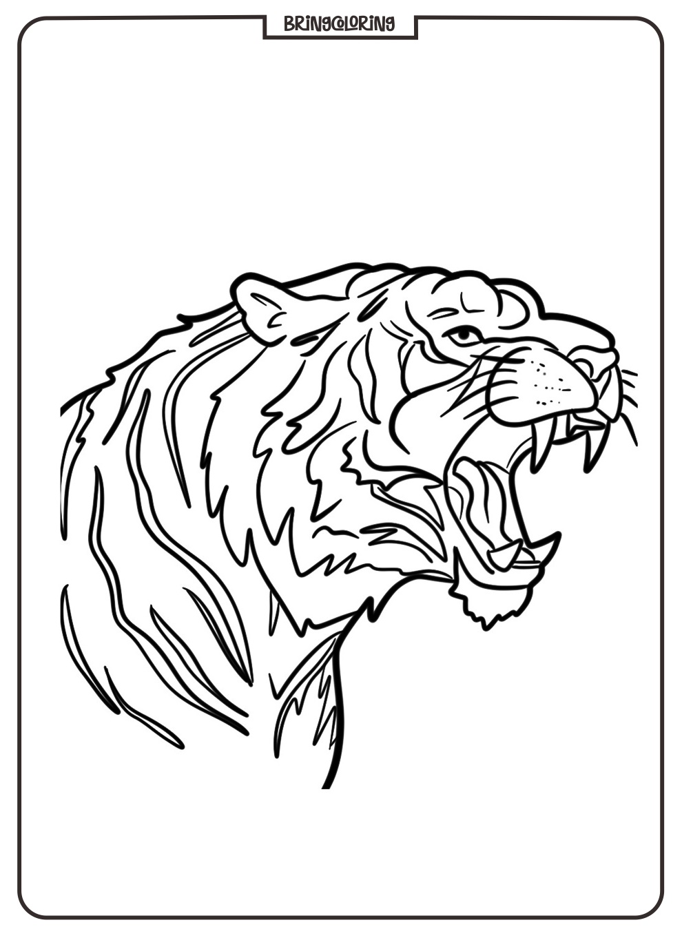 Online Angry Tiger Head Coloring Pages