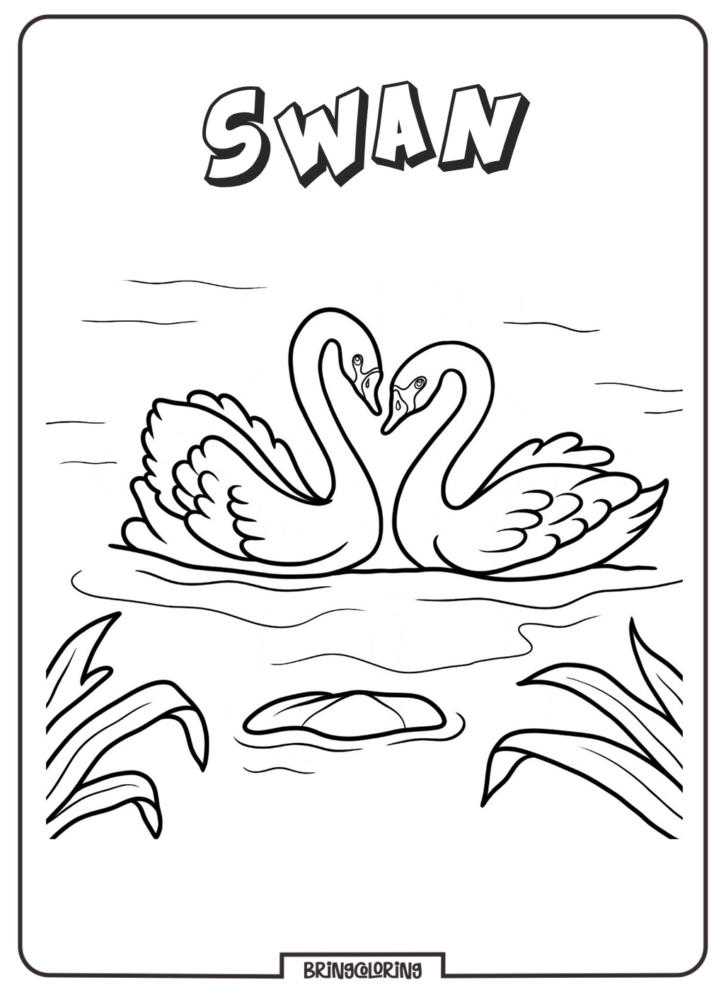 Swans Forming Heart Coloring Page
