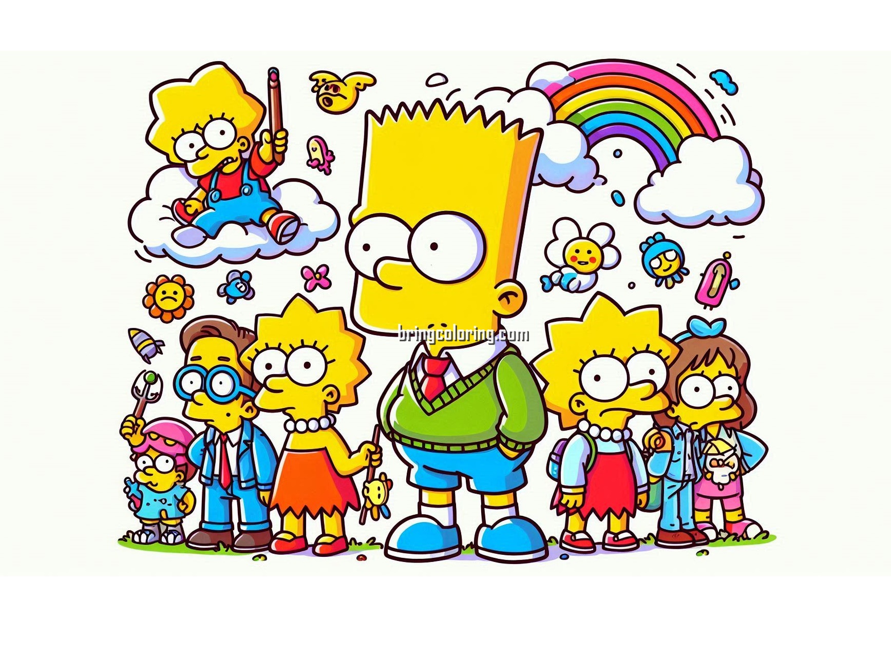 The Simpson Coloring Image bringcoloring.com