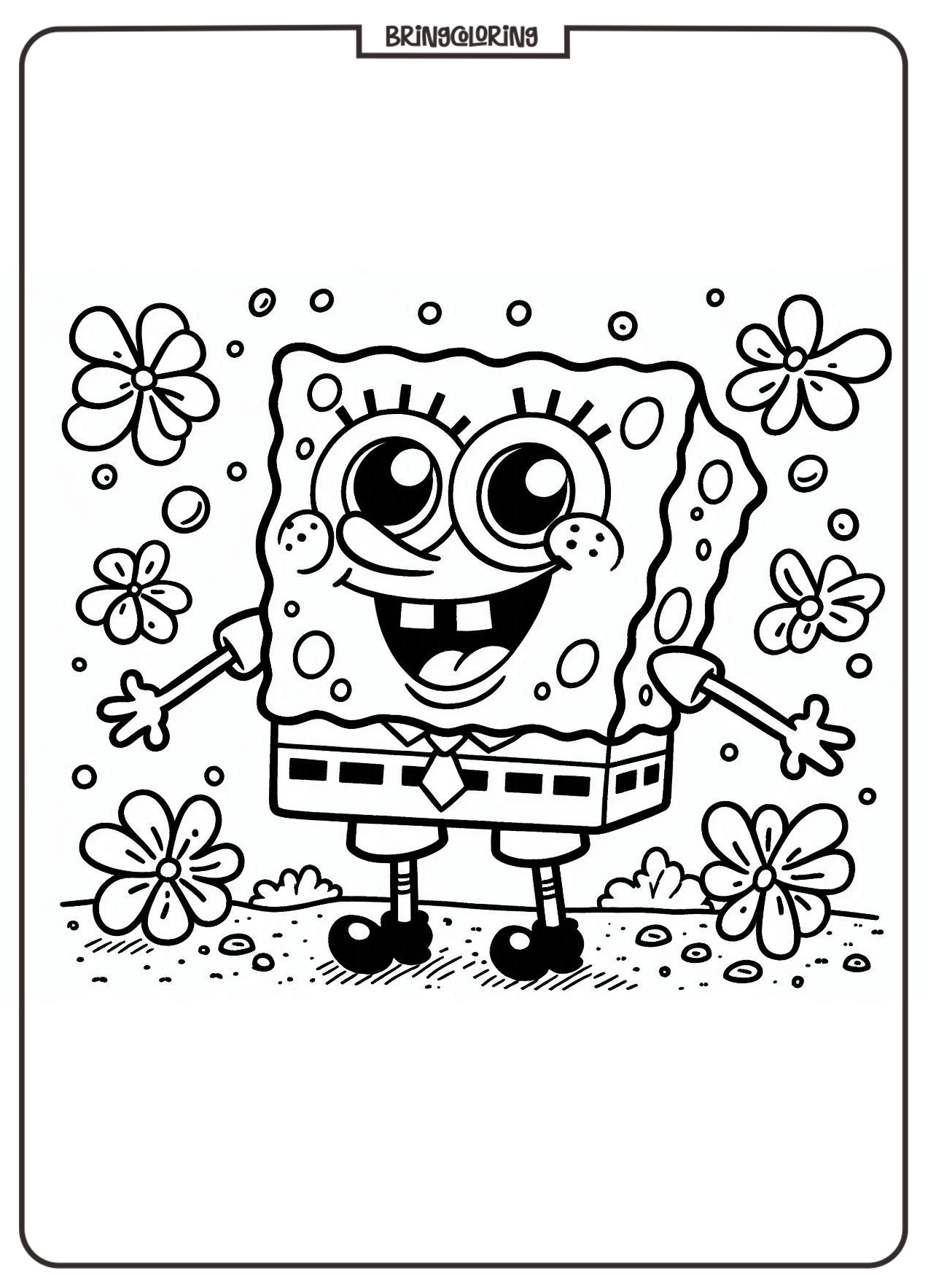 SpongeBob Coloring Pages for Kids, Fun and Silly Coloring Pages Adventure 1 cute spongebob coloring page bringcoloring.com
