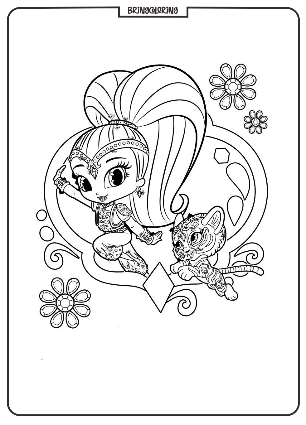 Magical Shimmer and Shine Coloring Pages for Kids 1 shimmer and shine coloring online pages bringcoloring.com