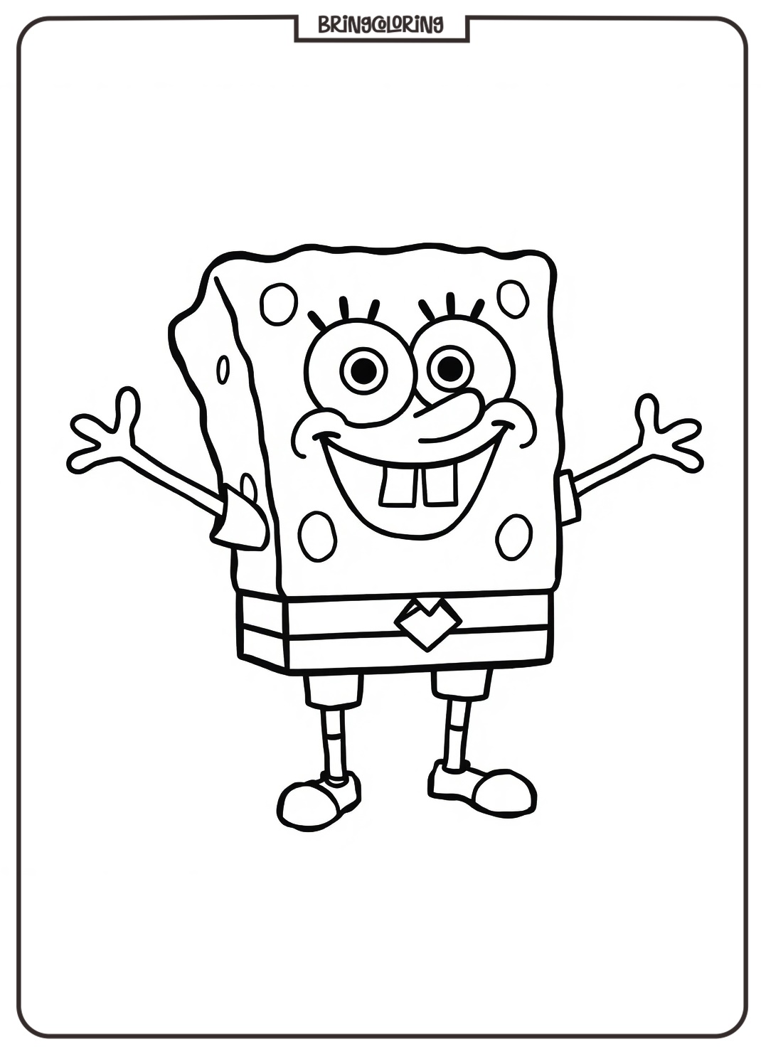 SpongeBob Coloring Pages for Kids, Fun and Silly Coloring Pages Adventure 5 spongebob coloring page for kids bringcoloring.com