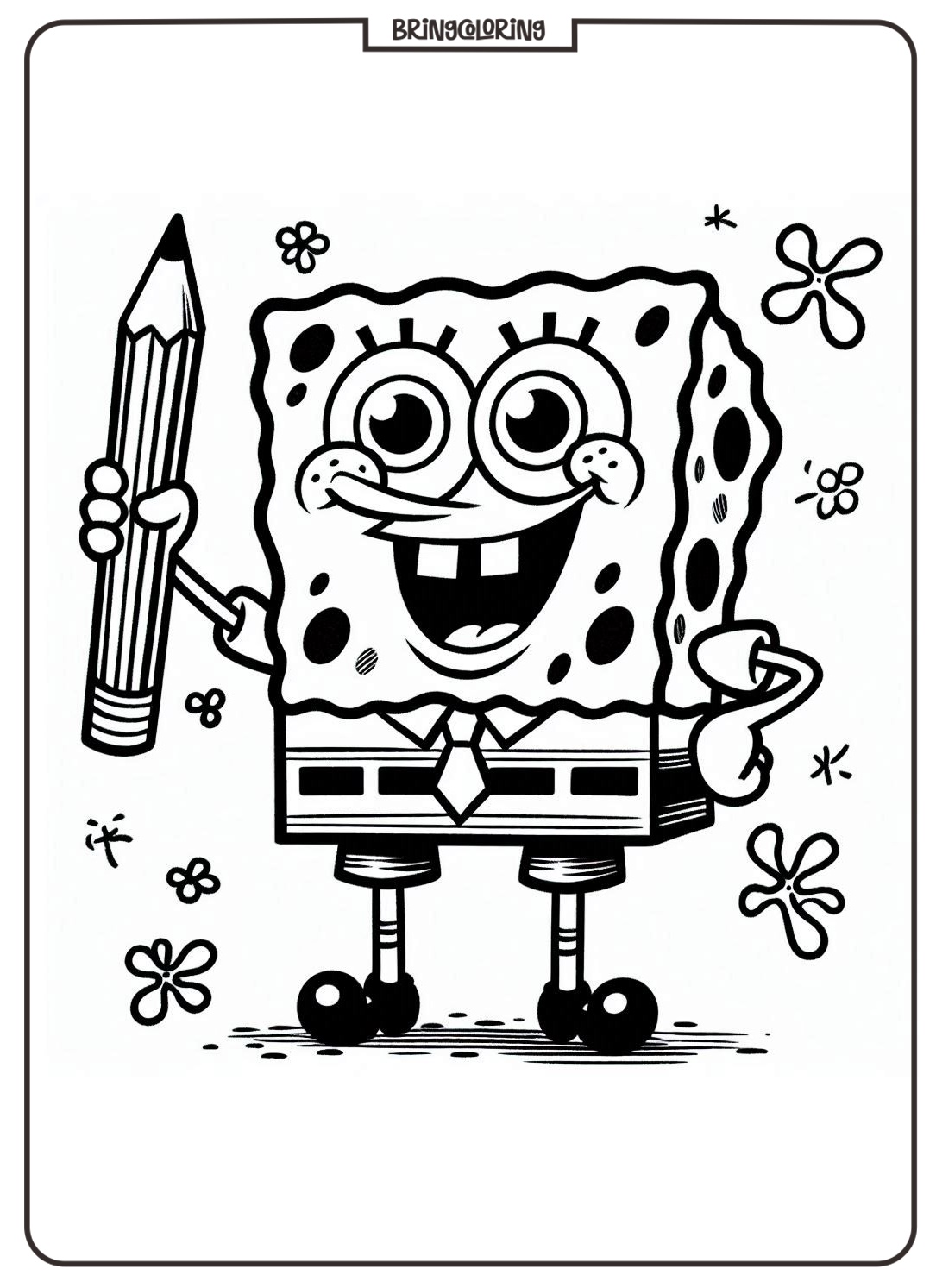 SpongeBob Coloring Pages for Kids, Fun and Silly Coloring Pages Adventure 6 spongebob coloring pages bringcoloring.com