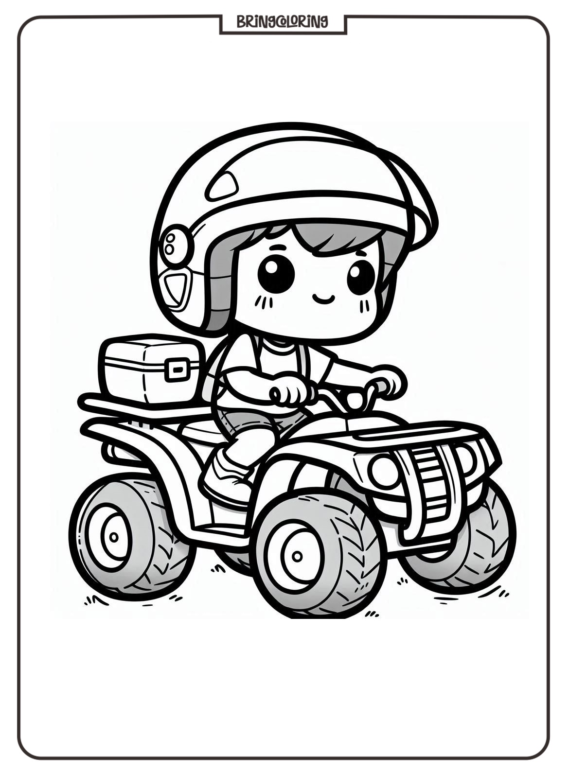 Free Printable Little boy riding ATV coloring online pages for kids bringcoloring.com