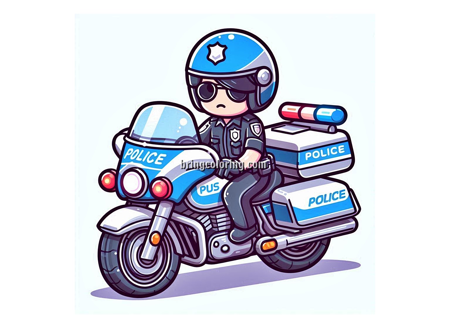 Image is Police Motorcycle Coloring