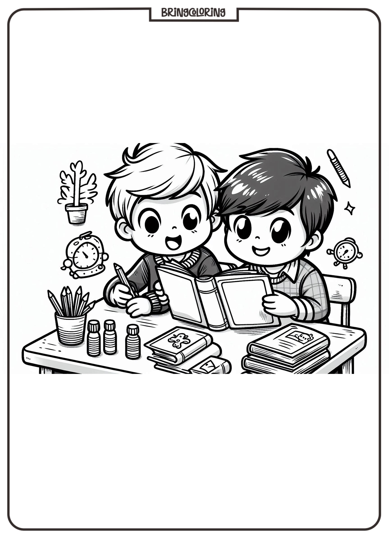 Kids are Reading Book Coloring Online Pages bringcoloring.com