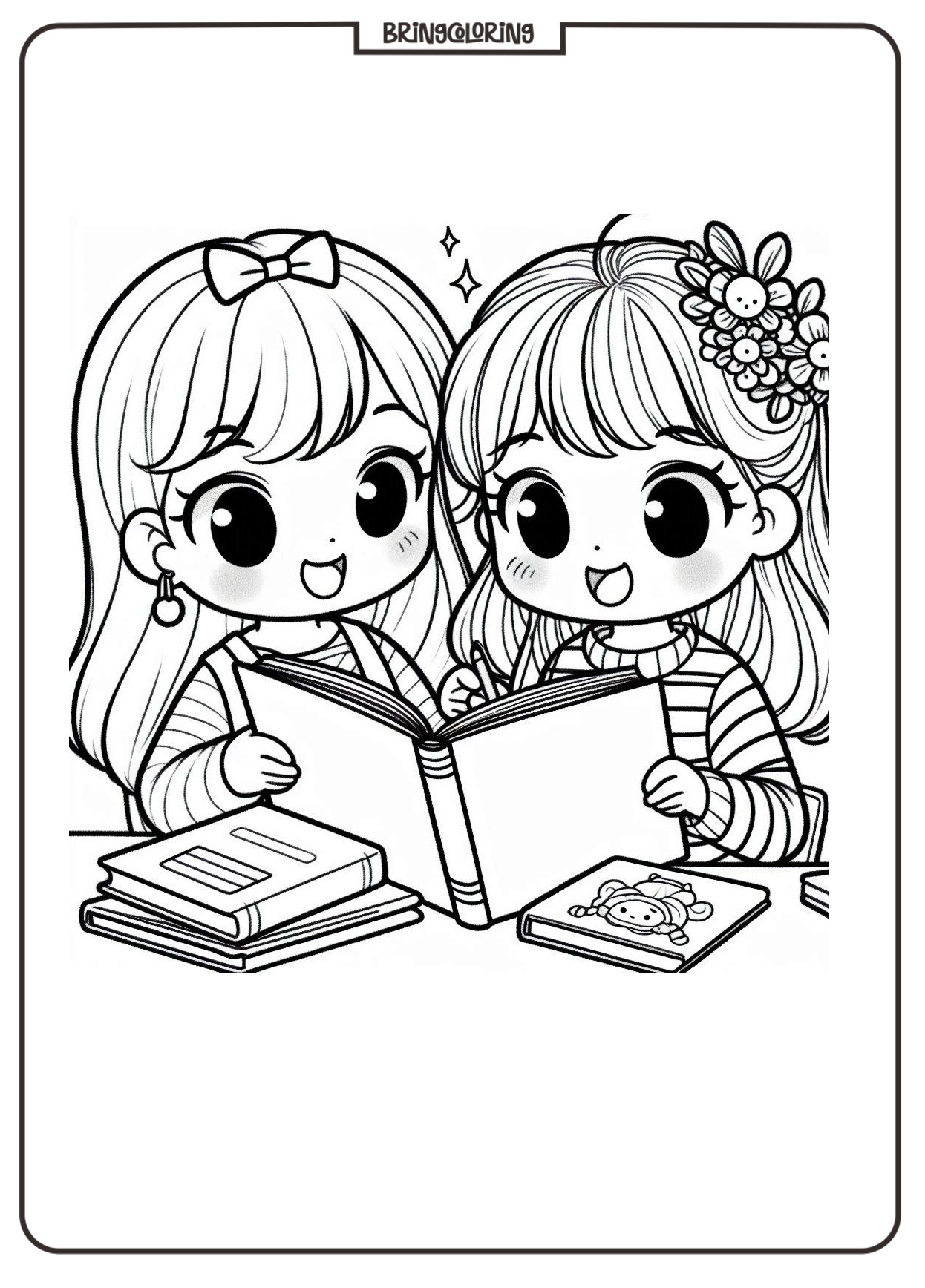 Kids are Reading Book Coloring Page bringcoloring.com