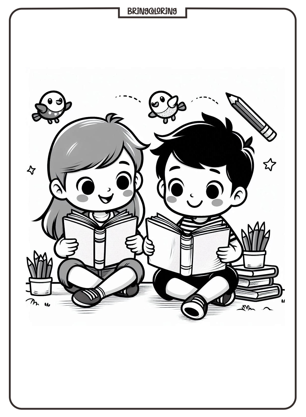 Kids are Reading Book Coloring Pages bringcoloring.com