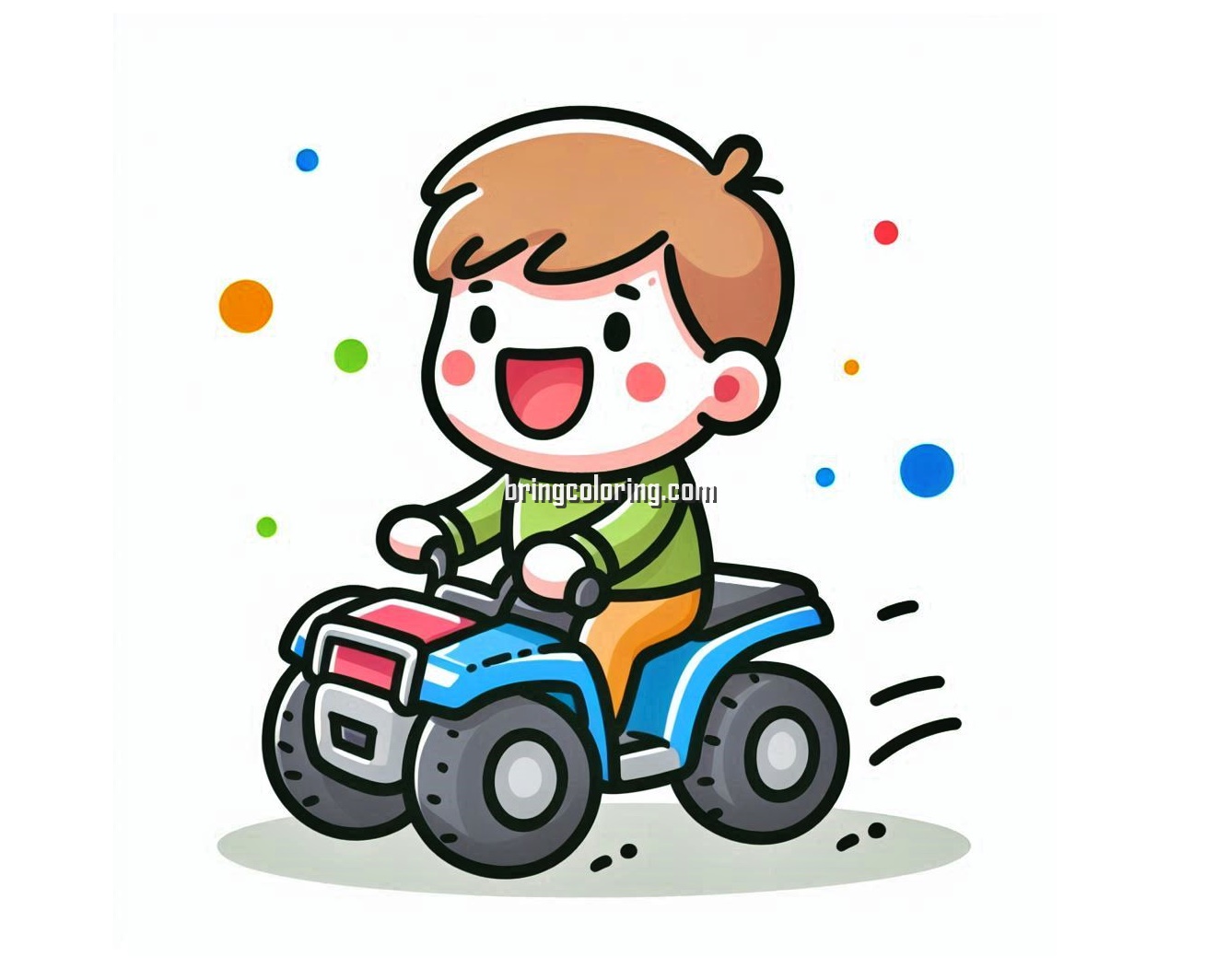 Little boy riding ATV coloring image bringcoloring.com