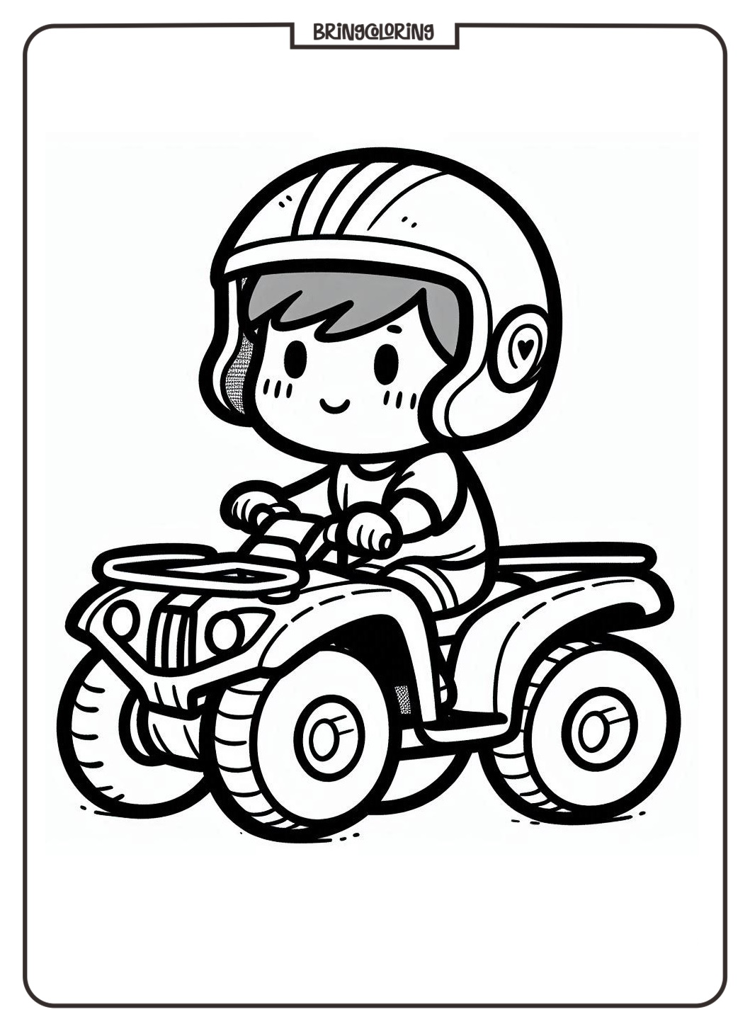 Little boy riding ATV coloring page for kids bringcoloring.com