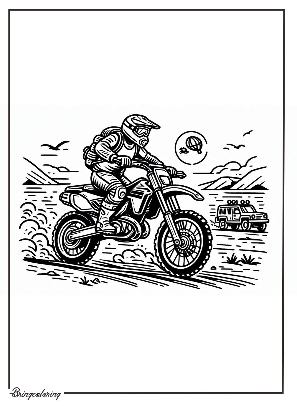 Off Road Motorcycle Coloring Online Pages for Kid