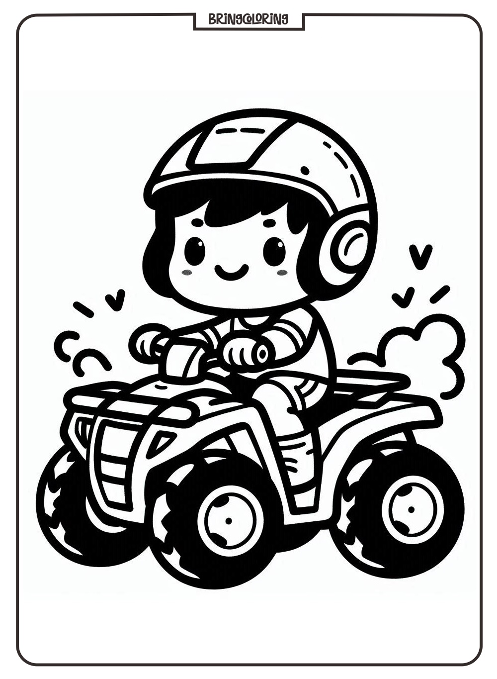 Printable Little boy riding ATV coloring online page for kids bringcoloring.com