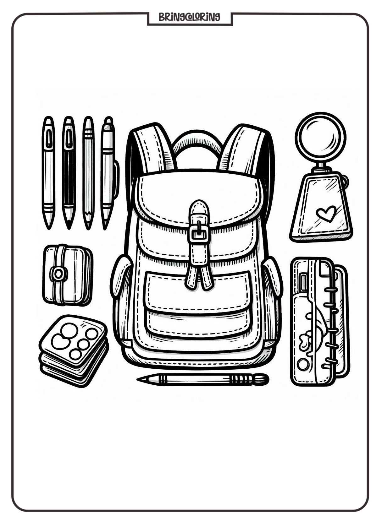 Printable School Bag Coloring Page for Kids bringcoloring.com