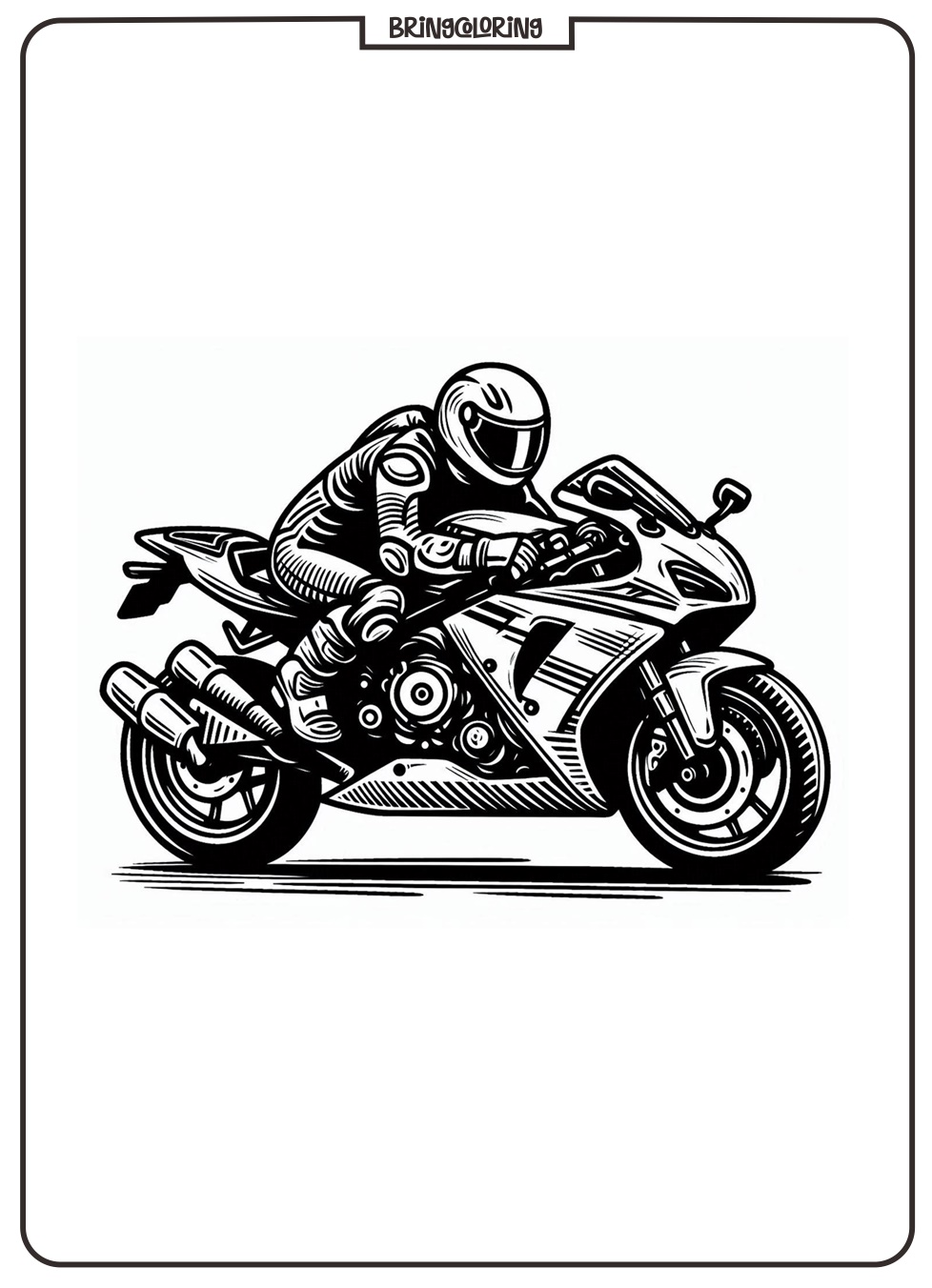Sport Motorcycle Coloring Page for Kid