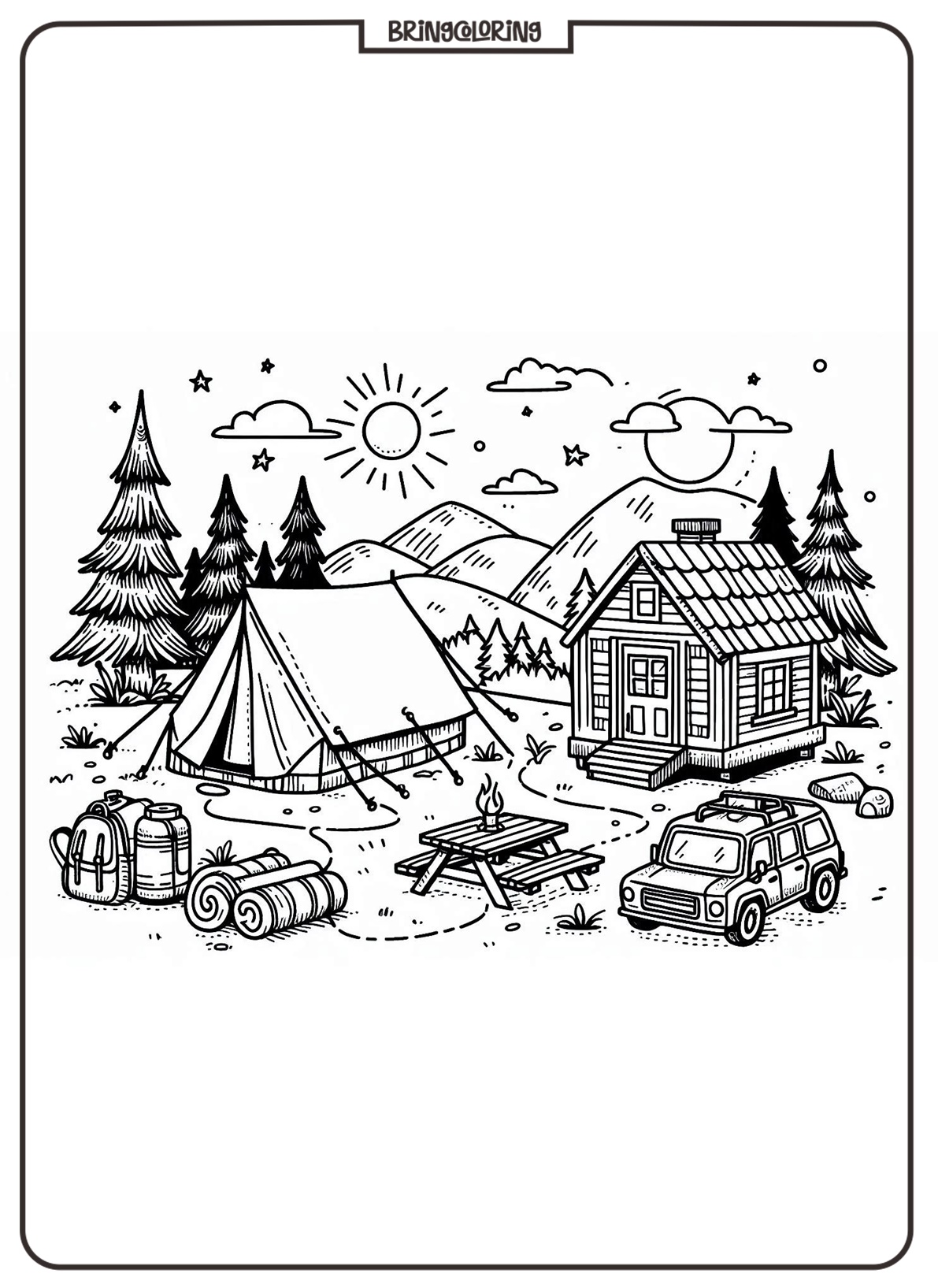 Welcome to the World of Camping Coloring Online Pages 2 bringcoloring.com camping coloring online page for kids
