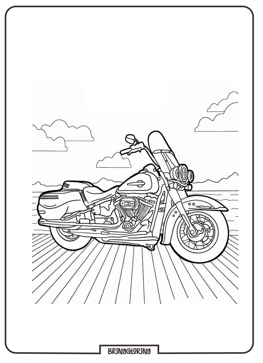 classic motorcycle coloring page