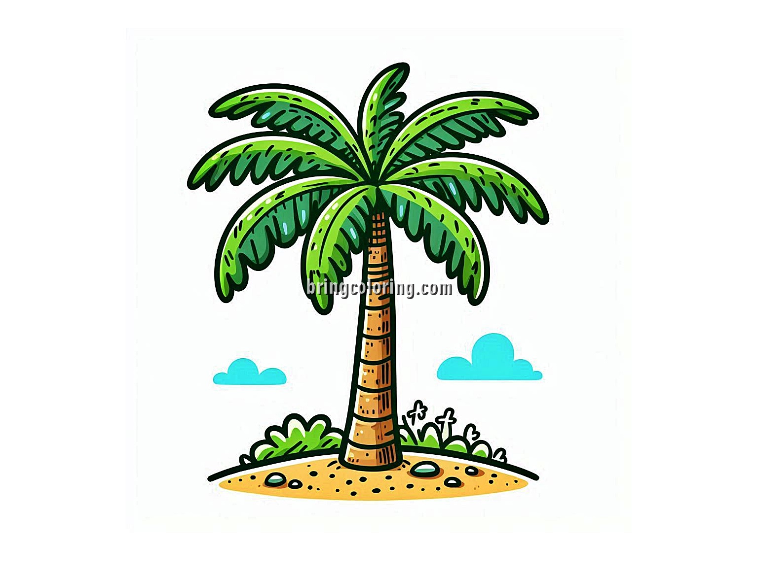 image of coconut tree coloring