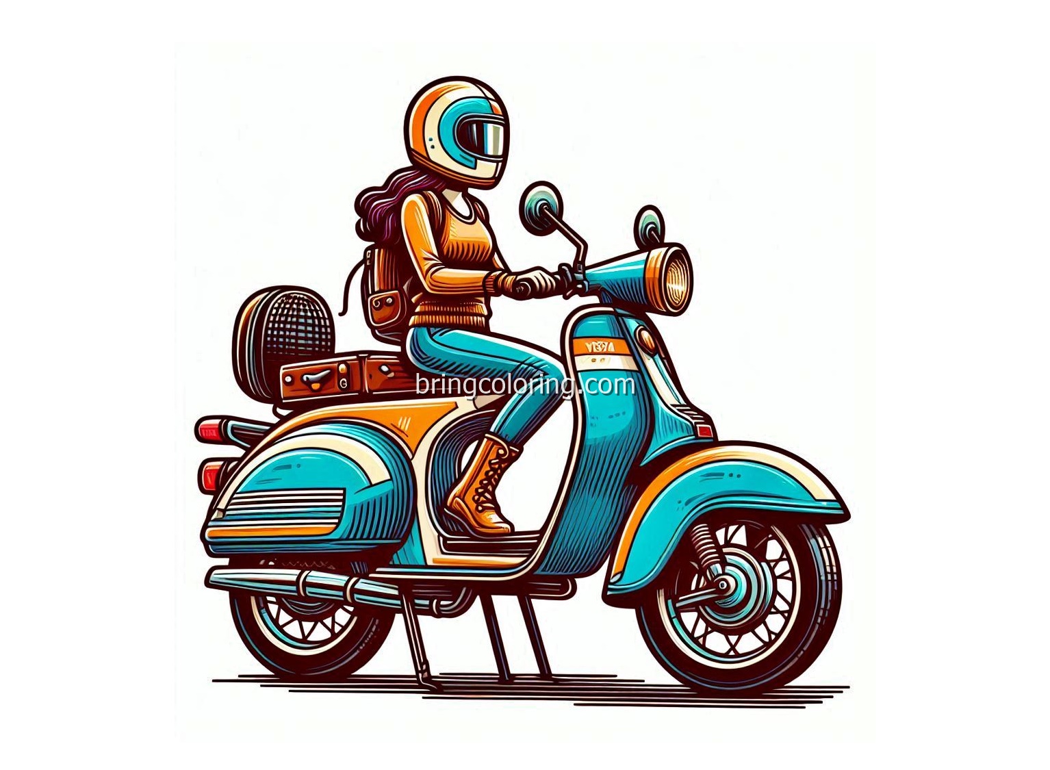 image of italian motor scooter coloring