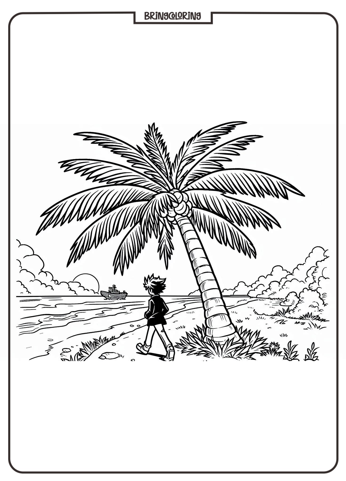 palm tree coloring online page