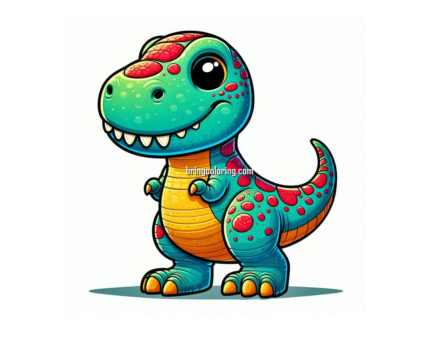 printable Cute T Rex coloring image bringcoloring.com