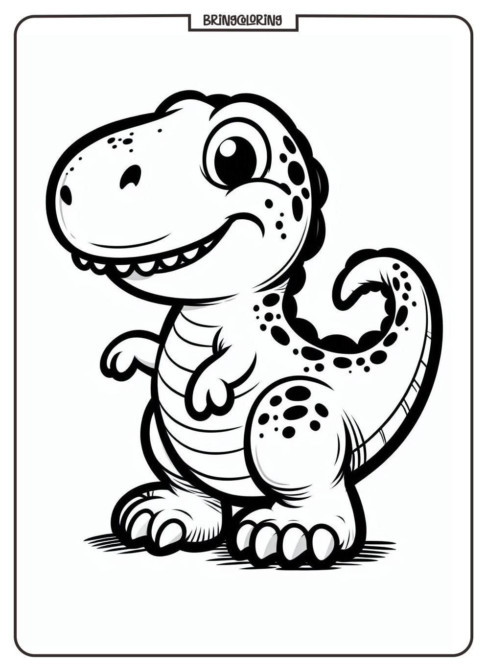 printable Cute T Rex coloring online page bringcoloring.com