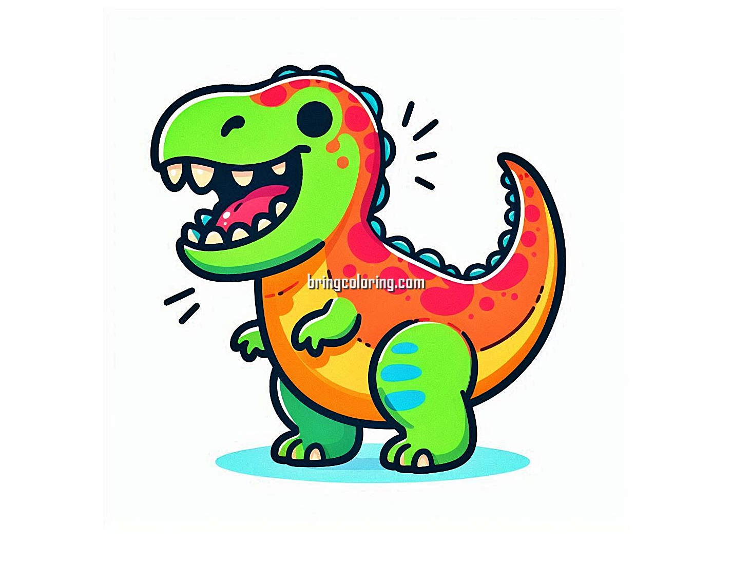 printable T Rex Roaring coloring image bringcoloring.com