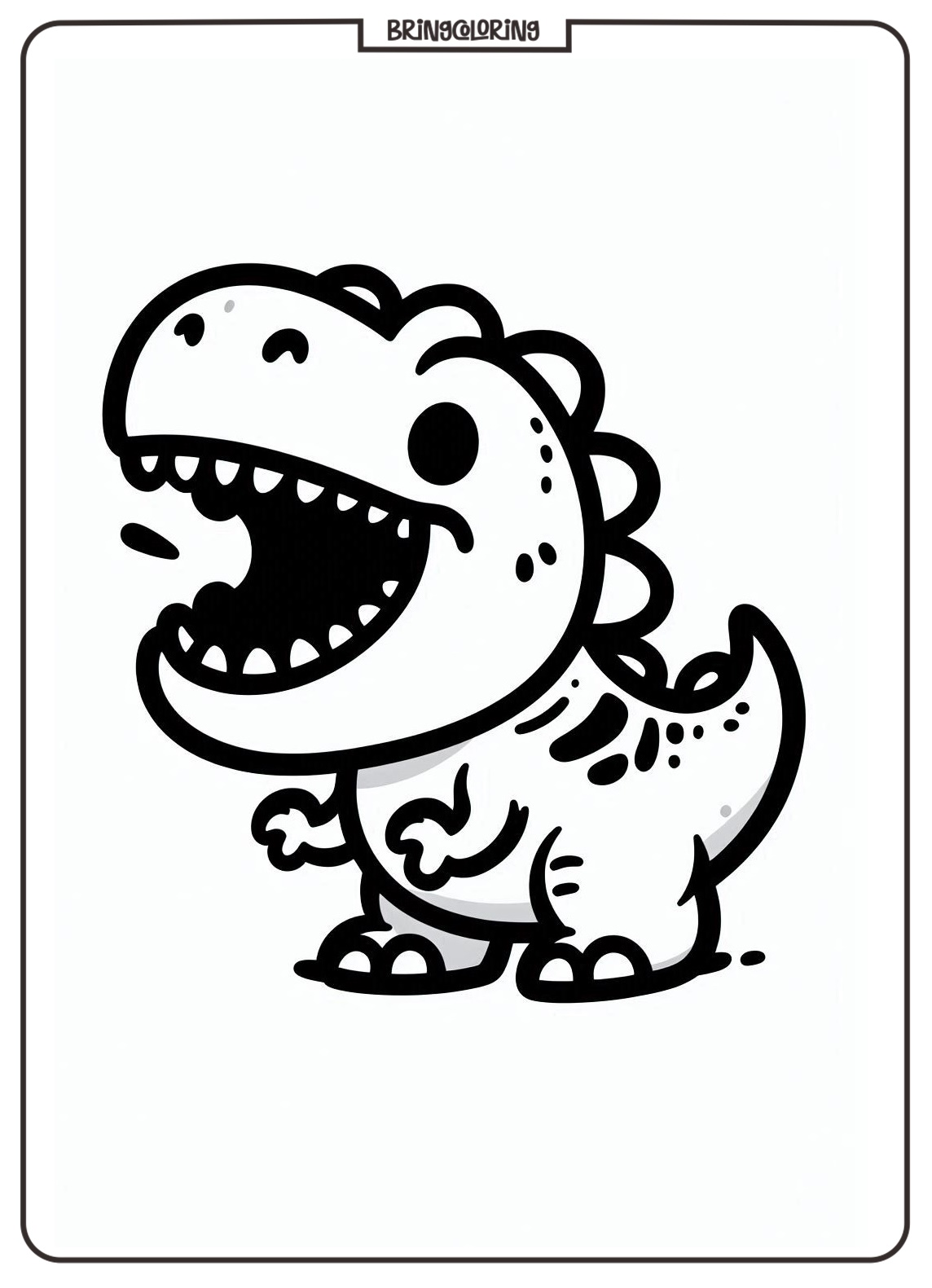 printable T Rex Roaring coloring online page bringcoloring.com