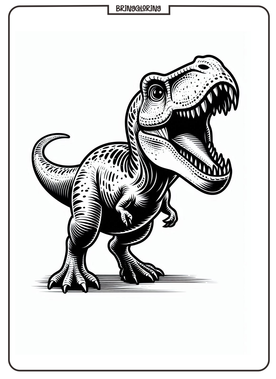 printable T Rex Roaring coloring online pages bringcoloring.com