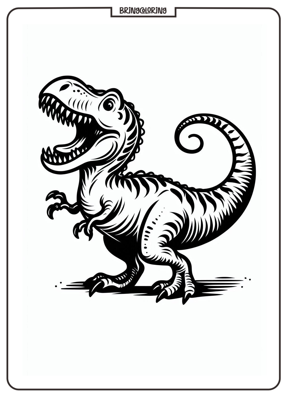 printable T Rex Roaring coloring page bringcoloring.com
