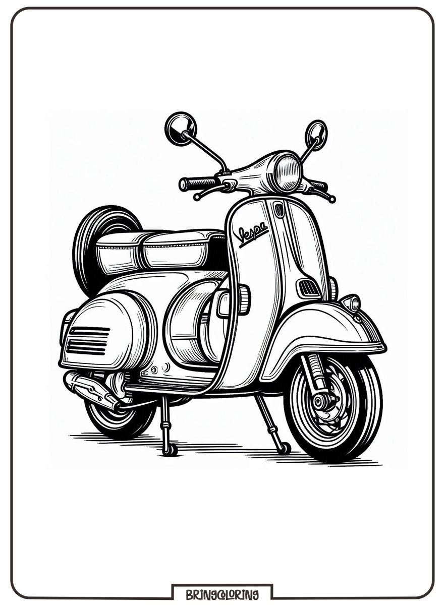 vehicle scooter vespa coloring online page