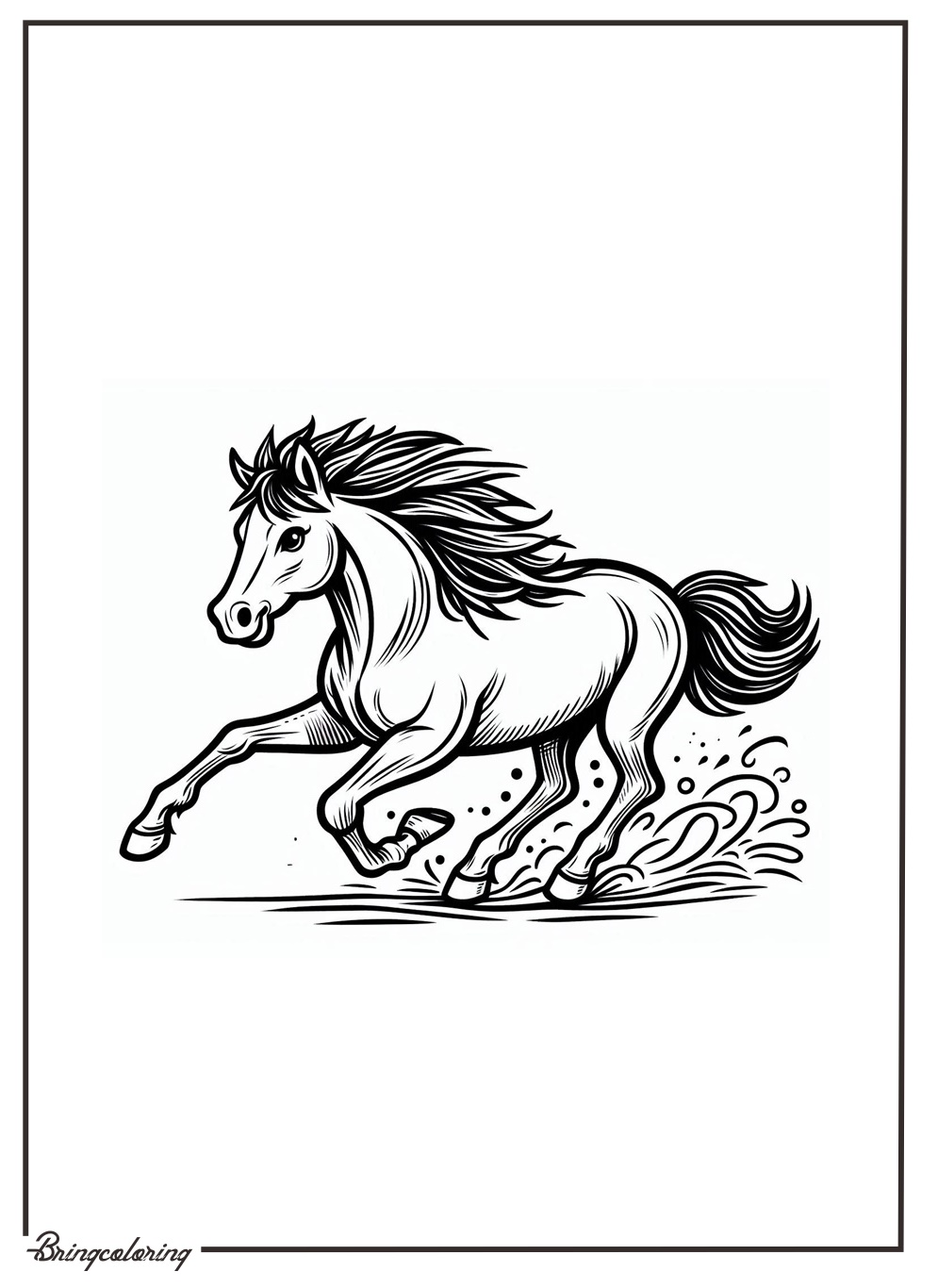 wild horse coloring page online