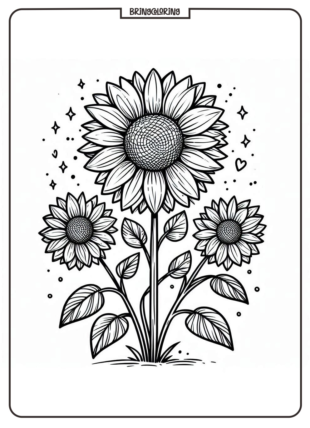 SunFlower Coloring Page for kids bringcoloring.com
