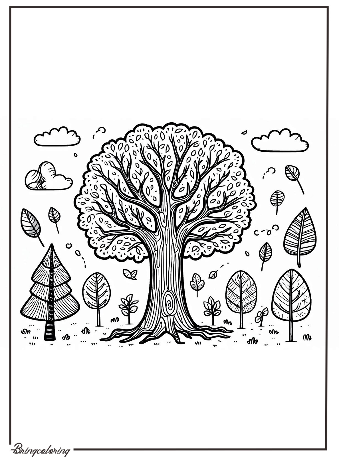 Tree Coloring Online Page for Kids bringcoloring.com