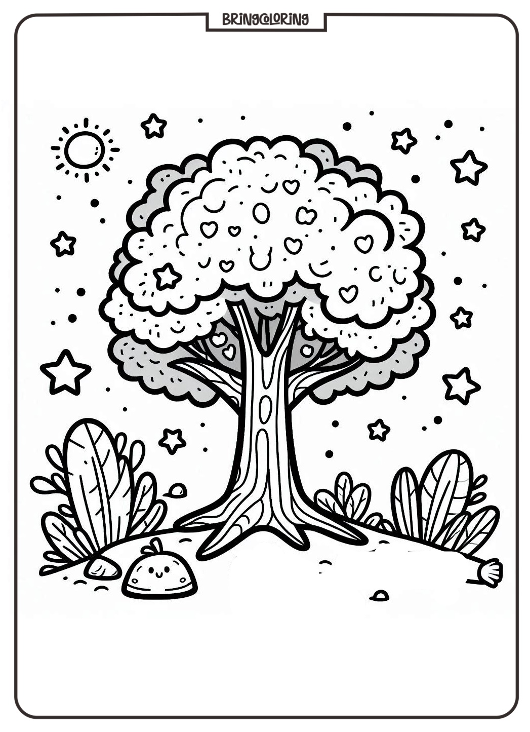 Tree Coloring Page for Kids bringcoloring.com
