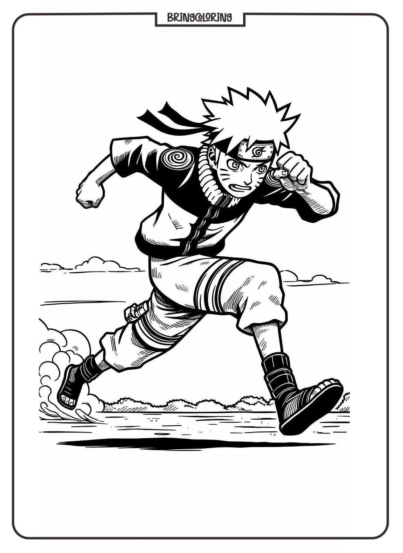 Naruto Running in Action Coloring Pages : An Exciting Adventure for Kids 1 Naruto training run coloring online page bringcoloring.com